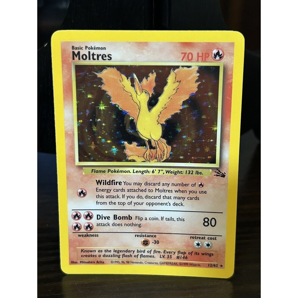 WOTC Moltres 12/62 Fossil Holo Rare Unlimited English 1999 Pokemon TCG Card MP